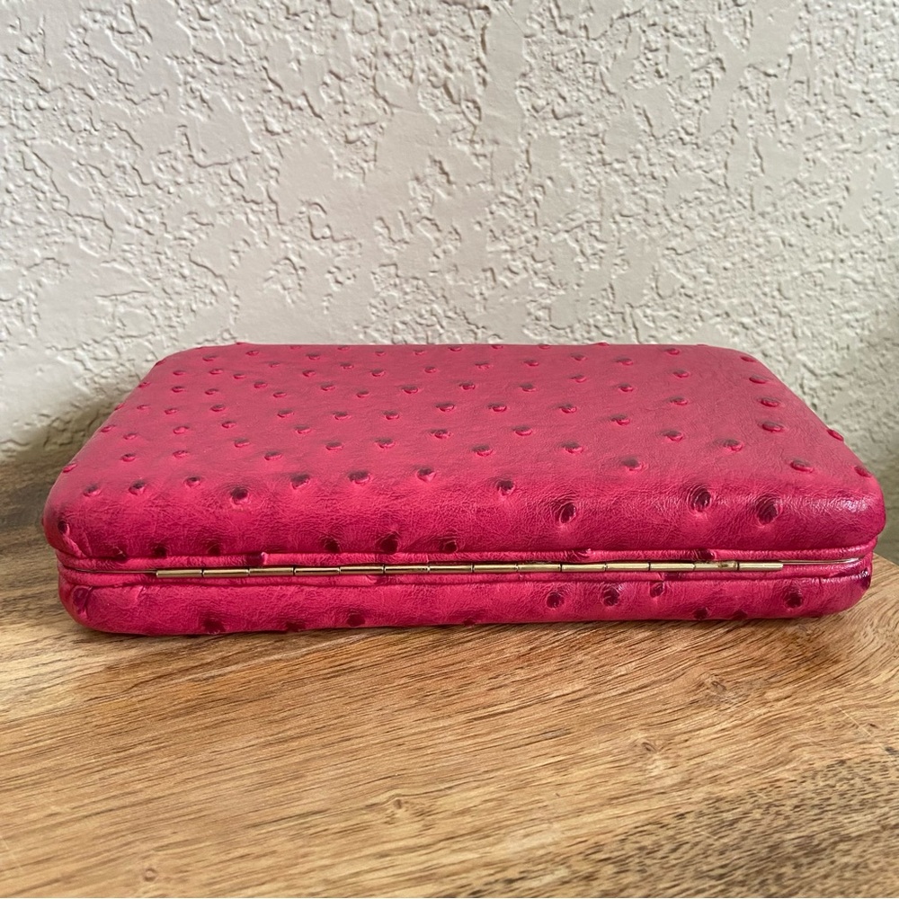 Faux Leather Hot Pink Large Clamshell Wallet - Picture 5 of 7